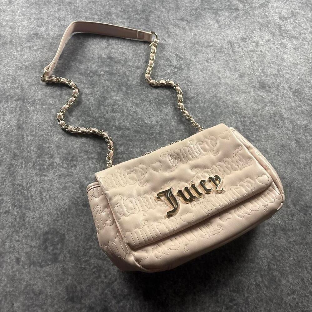 Juicy Couture Women’s Pink Quilted Shoulder Bag Y2K Chain Purse
